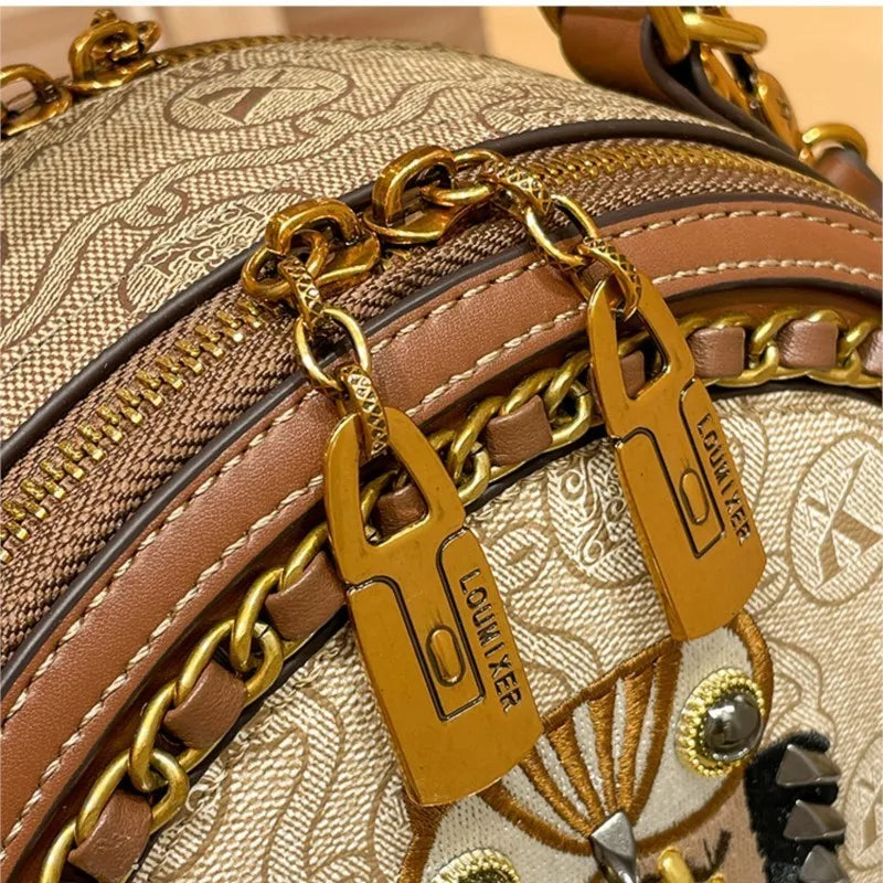 New Design Women Handbag High Quality Small Round Leather Shoulder Bag
